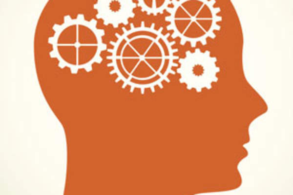 Silhouette of man with gears in his head