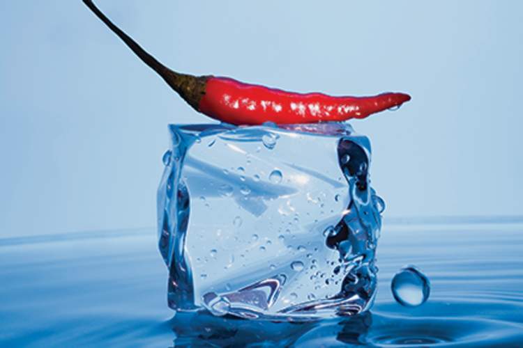 chili on ice cube