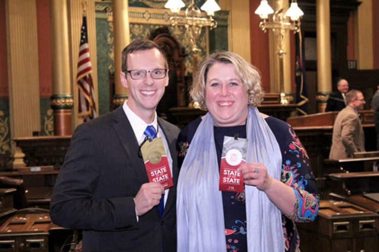 Michigan State Representative Jon Hoadley with advocate Kelly Doyle