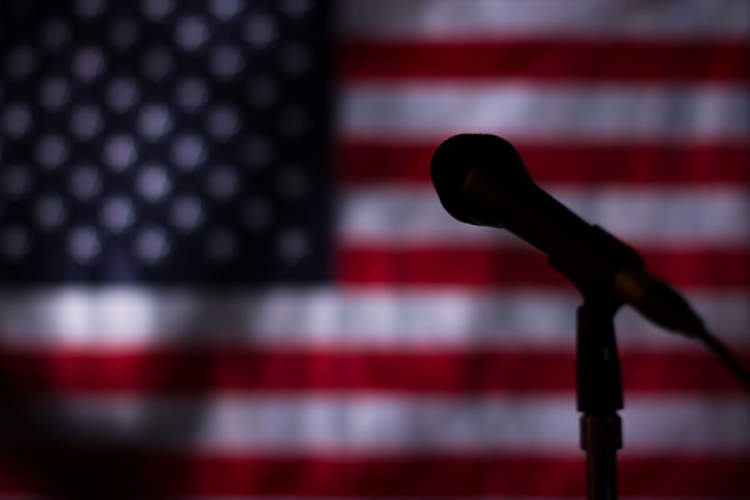 Microphone and American flag