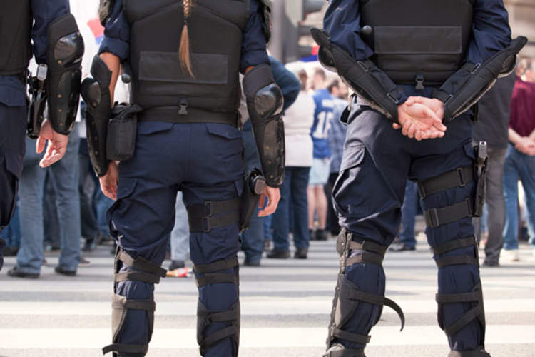 police at a protest