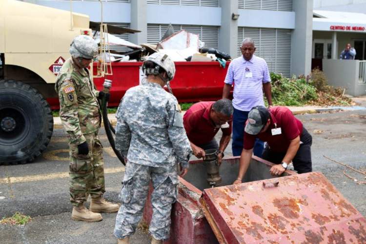 Puerto Rico National Guard Soldiers supply HIMA San Pablo Hospital in Bayamon with diesel