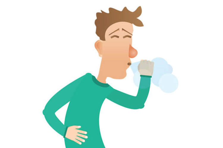 cartoon man coughing
