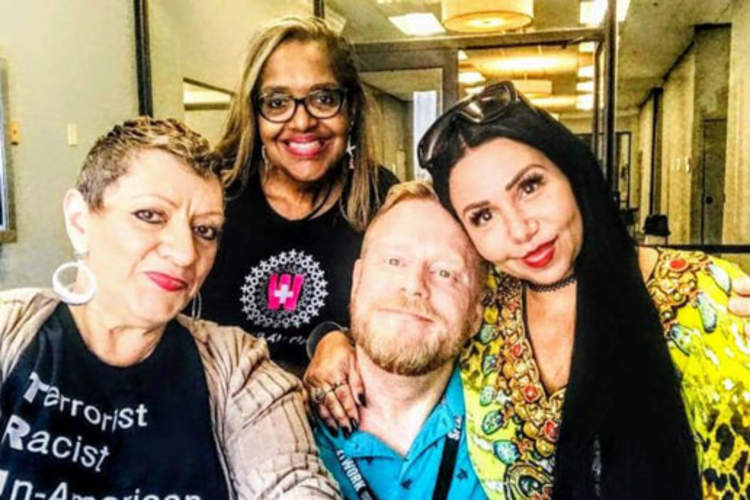 Mark S. King feels the love at the PWN summit with activism heroes Lillibeth Gonzalez, Lepena Reid, and Maria Mejia