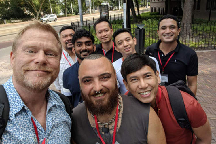 Mark S. King and AIDS 2018 attendees
