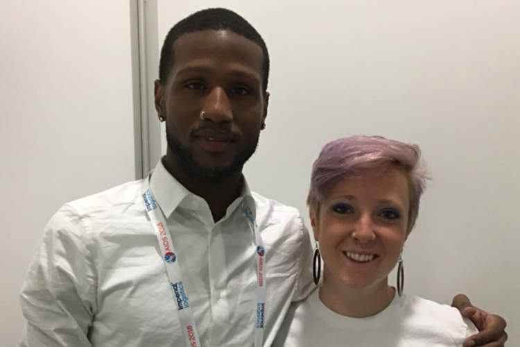 Jason Walker and Emily Sanderson at AIDS 2018 in Amsterdam, the Netherlands (Credit: Terri Wilder)
