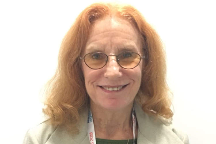 Lynne Mofenson, M.D., at AIDS 2018 in Amsterdam, the Netherlands (Credit: Terri Wilder)