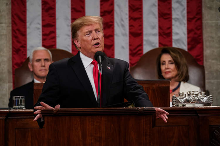 Donald Trump delivering the State of the Union address