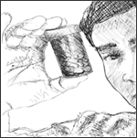 man with pill bottle