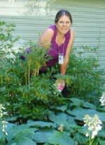 Loreen poses in the Hosta Gardens at the U.S. National Institutes of Health, June 2006.