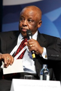 Festus Mogae, former President of Botswana speaking at the Leaders on Discrimination session the 18th International AIDS Conference in Vienna, Austria on 22 July 2010.