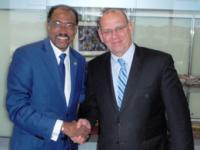 UNAIDS Executive Director Michel Sidibe and Director-General of Australia's AID Program (AusAID) Peter Baxter in Canberra. Credit: Australian Department of Health and Ageing.