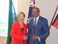 Jane Halton PSM, the Secretary of the Australian Department of Health and Ageing, and UNAIDS Executive Director Michel Sidibe in Canberra. Credit: Australian Department of Health and Ageing.