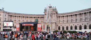 Conference attendees gather at the Human Rights Rally and March held at Heldenplatz in Vienna.