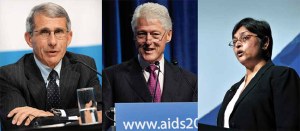 Anthony Fauci at the CAPRISA press conference. Former president Bill Clinton. Columbia University's Quarraisha Abdool Karim.
