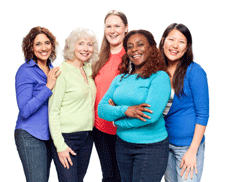 A diverse group of women.