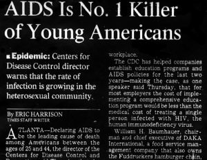 New York Times Article 'AIDS Is No. 1 Killer of Young Americans.'