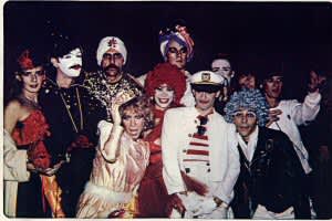 My friends and me in NYC, Halloween at The Ritz, 1980. Of all the people in the picture, only Zecca (blue clown wig) and I (red clown wig) remain.