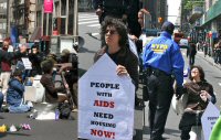 Activist Jessica Rechtschaffer being arrested at our civil disobedience for ACT-UP's 25th. Photos courtesy of Scott Korn.