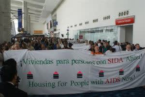 A march for AIDS housing at the 2008 International AIDS Conference in Mexico City.