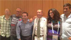 Early ACT-UP members attending the screening of How to Survive a Plague: (l-r) Sam Avrett, David Barr, Moises Agosto, Mark Harrington, Garance Franke-Ruta and Gregg Bordowitz.