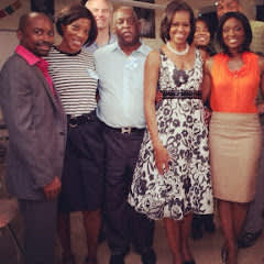 BET News Team with First Lady Obama Luke, Angela, James, and Lola