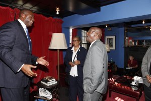 NAPWA's Steve Bailous (r) with Magic Johnson