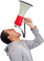 man with bullhorn