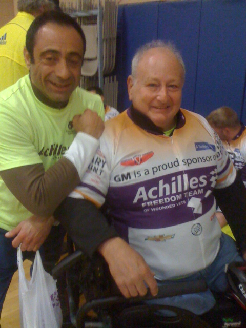 Stephen Kovacev (left) with Dick Traum, the president and founder of the group Stephen belongs to in NYC, Achilles International.
