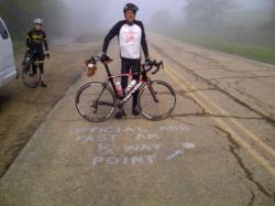 Wheels for the World 2013: Fast and Furious! Barry Haarde at the half-way point near Topeka, Kans.