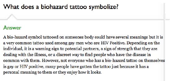What does a biohazard tattoo symbolize?