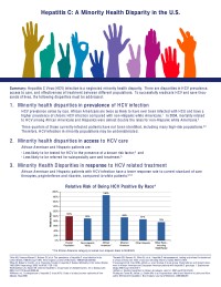 Hepatitis C: A Minority Health Disparity in the U.S.
