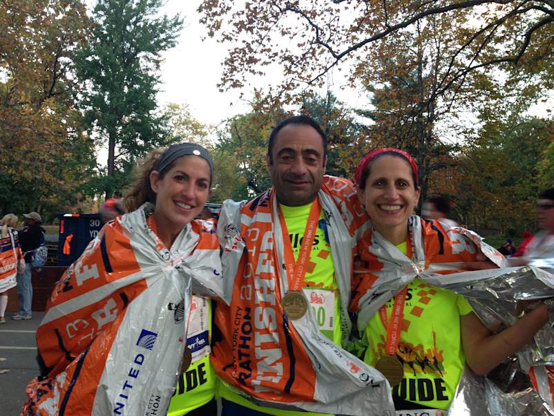 Stephen with his Achilles International marathon running guides, Yael (left) and Leigh.