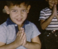 A young Miguel, who 'never stopped being a practicing Christian.' (Credit: still from 8 mm home movie, photographer unknown)