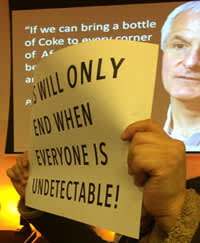 During an action at IAC 2014, Housing Works and other advocates demanded a political commitment to undetectable viral loads for all by 2020.