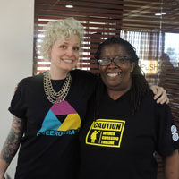 Jessica Whitbread (on left) and Martha Tholanah of International Community of Women Living With HIV/AIDS (ICW)