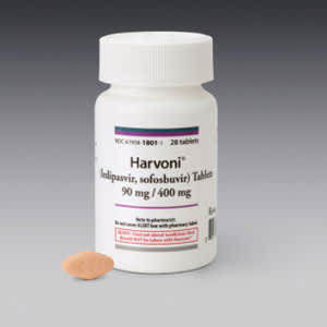 Harvoni bottle and pill