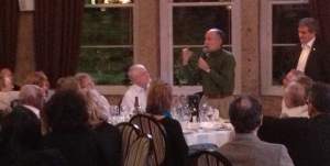 Bob Munk at the speakers dinner for the Glasgow Conference in 2012, receiving an award from Professor Ian Weller, in recognition of his many years help with organising the conference.