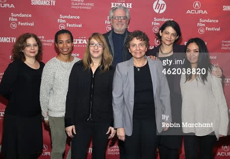 Crew photo is from Sundance, (from right to left) co-editor Gladys Mae Murphy, co-producer Shanti Avirgan, producer/director Jean Carlomusto, editor Geof Bartz, producer Ellin Baumel, supervising producer, Jackie Glover, archival supervisor Rena Zager