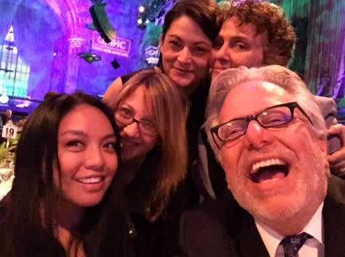 Selfie taken by <i>In Love & Anger</i> editor Geof Bartz with (clockwise) co-editor Gladys Mae Murphy, producer Ellin Baumel, co-producer Shanti Avirgan and producer/director Jean Carlomusto