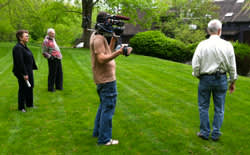 Early on-location filming at Larry's home