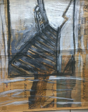 Jose Luis Cortes, 'Stairway to Eros,' acrylic on newspaper, 1996