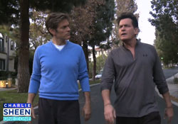 Charlie Sheen and Dr. Oz in the midst of a totally organic morning jog/heart-to-heart about the actor's struggles with addiction, mental illness and HIV.