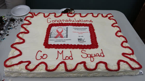 A cake at HIV is Not a Crime II to celebrates the Colorado Mod Squad's legislative victory (Credit: Victoria Law)