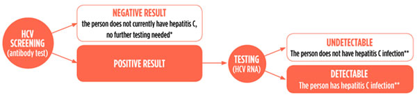 How is a person tested for hepatitis C?