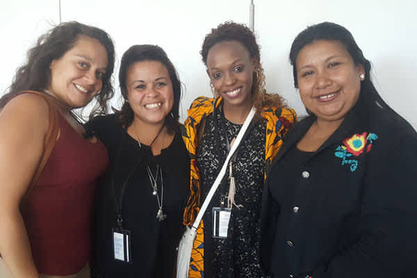 Janet Duran (New Jersey Red Umbrella Alliance, USA), Samantha Carrillo (RedTraSex, Guatemala), Daughtie Ogutu (African Sex Workers Alliance, Kenya) and Maria Lucila Esquivel (RedTraSex, Paraguay) after a policy meeting with UN Women