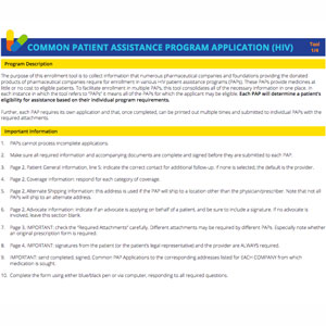 Common Patient Assistance Program Application