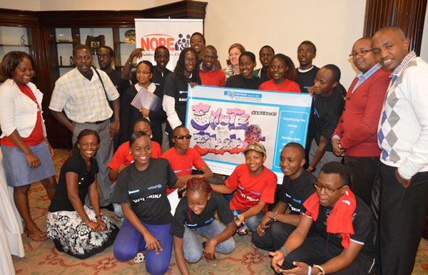 With members of 'Sauti Skika' (Amplify our voices) initiative for Adolescents and young people living with HIV at a UNICEF sponsored event in 2015