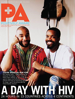 Ken on the cover of <i>Positively Aware</i>, 2014