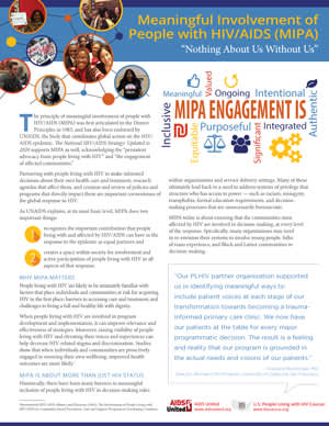 Meaningful Involvement of People Living with HIV/AIDS (MIPA)